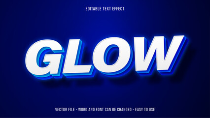 Editable text effect glowing blue mock up, glow text style