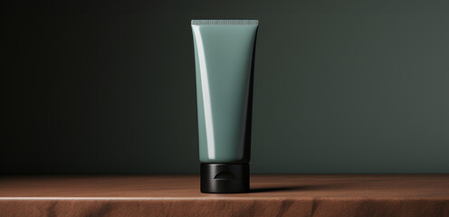 
Mockup minimalist product mask, cream, skincare bottle, background neutral minimalist simple minimal color, deep green