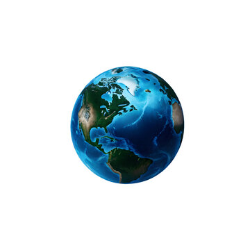 blue planet earth isolated on transparent background. ai generative