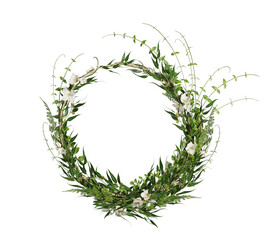 Green leaf wreath frame or ring garland of green leaves. Green leaves frame. 