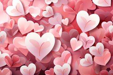 Pink hearts overlapping in a close-up view