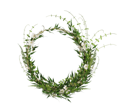 Green leaf wreath frame or ring garland of green leaves. Green leaves frame.  - Powered by Adobe