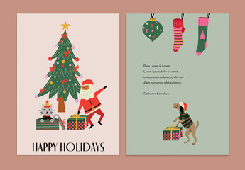 Happy Holidays Greetings Cards with Back Design