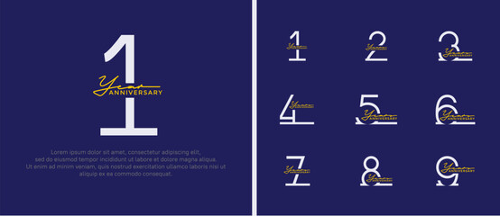 set of anniversary logo silver color on blue background for celebration moment