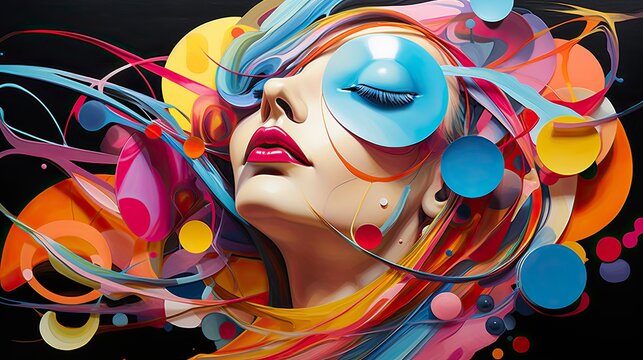 Modern graphic abstract woman portrait