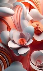 Abstract modern and creative: 3d design flower geometric waves. A captivating illustration background. 3d abstraction wallpaper, Generative AI