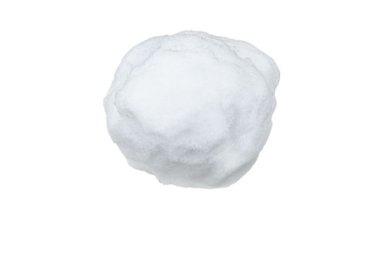 One white snowball isolated on a transparent background.