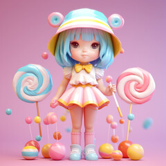 Fototapeta na wymiar Cute girl with lollipop
