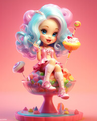 Fototapeta premium Cute girl with lollipop