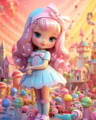 Fototapeta premium Cute girl with lollipop