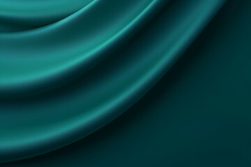 Dark teal green silk satin. Shiny smooth fabric. Soft folds. Luxury background with space for design. web banner. Flat lay, top view table.