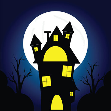 halloween haunted house vector image illustration design