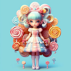 Fototapeta premium Cute girl with lollipop