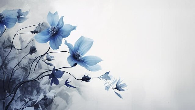 blue flowers texture motion cg background waving abstract loop design for text