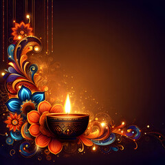 Happy Diwali Festival of Light Background with Space for Message Content