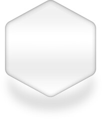 Hexagon neumorphic transparent glass button, Minimal button realistic shadow.