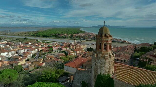 Church of Castiglione della Pescaia with sea view