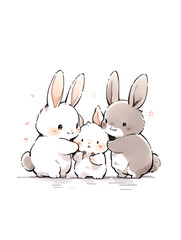 Fototapeta premium Clip art of rabbit family | generative AI