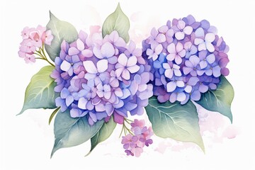 Floral postcard with hydrangea design. Suitable for various celebrations such as weddings, birthdays, and holidays. Generative AI