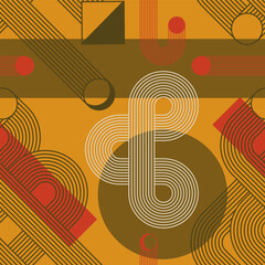 Modern boho minimalist art. Abstract seamless pattern with geometric shapes and zen arch bohemian silhouettes. Design for wall decor, cover, background, card, branding, wallpaper. Vector illustration.
