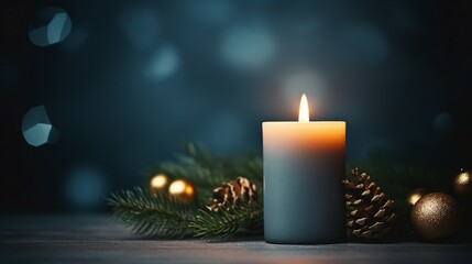 Candlelight Serenity: Advent's Burning Flame on Fir Branches, Festive Atmosphere