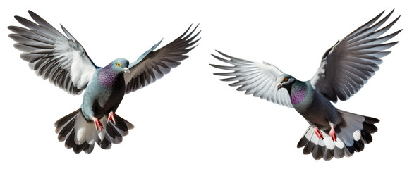Flying pigeon isolated on transparent or white background, PNG - obrazy, fototapety, plakaty