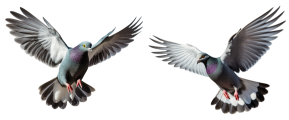 Flying pigeon isolated on transparent or white background, PNG