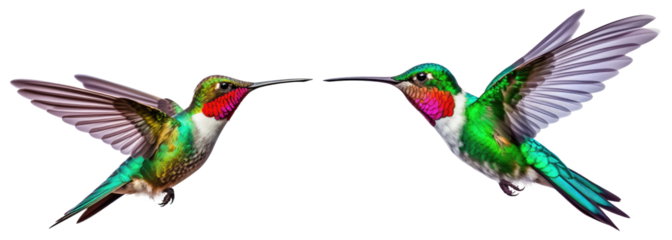 Flying Hummingbird isolated on transparent or white background, PNG