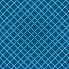 Fototapeta na wymiar Seamless turquoise and blue geometric pattern. Simple thin line grid, lattice, minimalist diagonal design. Abstract vector background texture. Modern repeat ornament for decor, wrapping paper