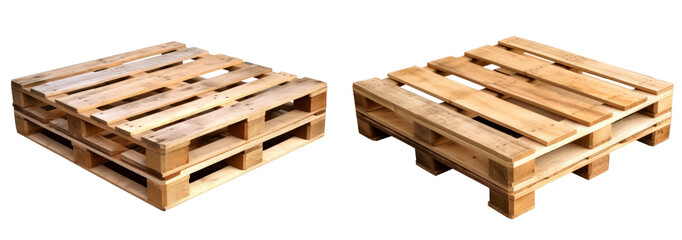 Wooden pallet isolated on transparent or white background, PNG