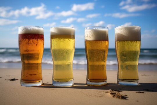 Beach holiday party with beer, product images, beer, sunshine, beach