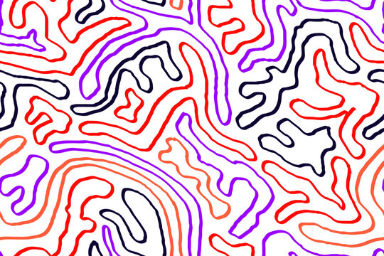 Colorful squiggles of doodle seamless pattern. Creative minimalist style art background, trendy design with organic shapes. Modern abstract color backdrop