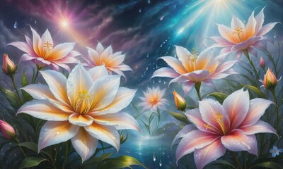 Obraz na płótnie Canvas Beautiful flowers with water drops