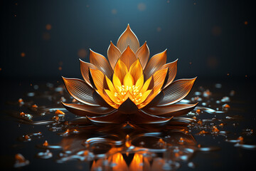 Naklejka na ściany i meble Creative illustration generative ai picture zen lotus flower on water meditation harmony spirituality concept