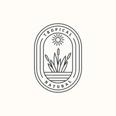 evergreen cattail line art logo vector minimalist illustration design, cattails tropical symbol design