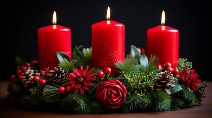 Obraz na płótnie Canvas Advent Wreath Crafting: Fir Branch Florist Design for Seasonal Decoration