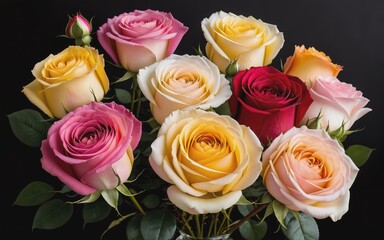 Beautiful multi colour roses bouquet