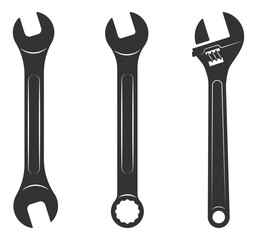 Tools vector wrench icon. Spanner logo design element. Key tool isolated on white background.
