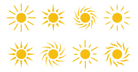 Sun icon vector. Cartoon simple flat design elements.