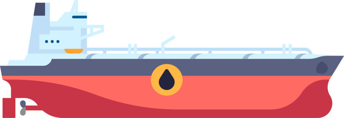 Naklejka premium Oil petroleum industry. Petrol transportation. Benzine carrier. Cargo boat. Water transport. Gasoline logistics. Ocean ship for fossil fuel shipment. Industrial tanker. Vector concept