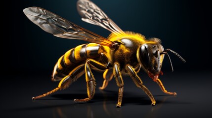 bee close up on black background ai generated