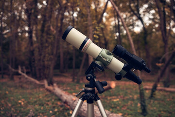 Telescope for bird and animal observing in nature.