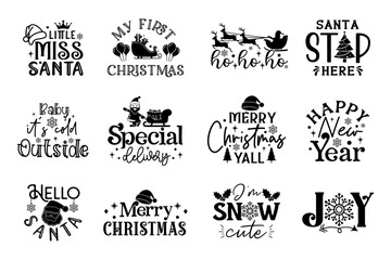 Christmas SVG T- shirt Design Bundle new year SVG  Winter SVG Design, Santa SVG Design
