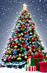 Obraz premium christmas tree with gifts