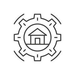 Real estate construction architecture technology thin line art icon vector illustration