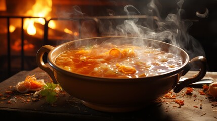 boiling noodle soup ai generated