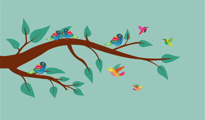 vector tree branches in spring when the birds arrive.
