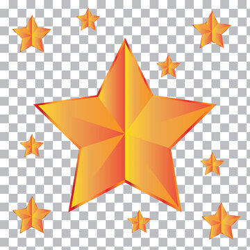 christmas star with stars, golden star on a transparent background
