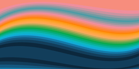 bright multicoloured striped design in a wide format