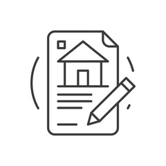 Residential apartment real estate rent buy sale agreement contract thin line art icon vector